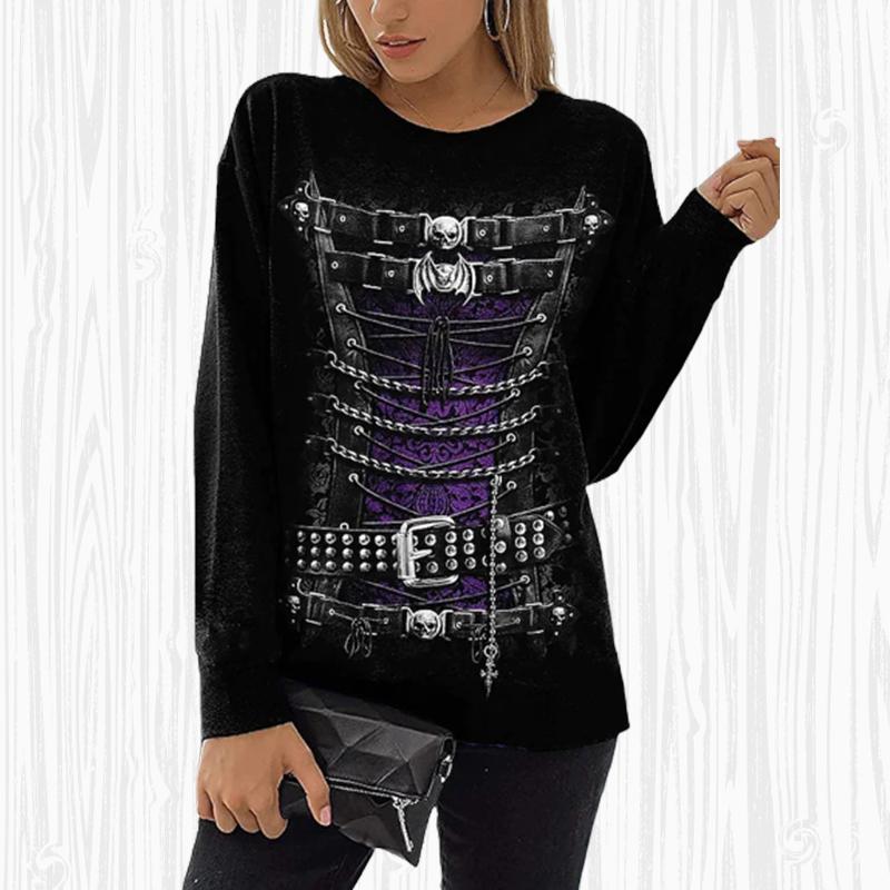 Tops de otoño para mujer, camiseta informal de manga larga con estampado de mariposas y gatos holgados, blusa superior