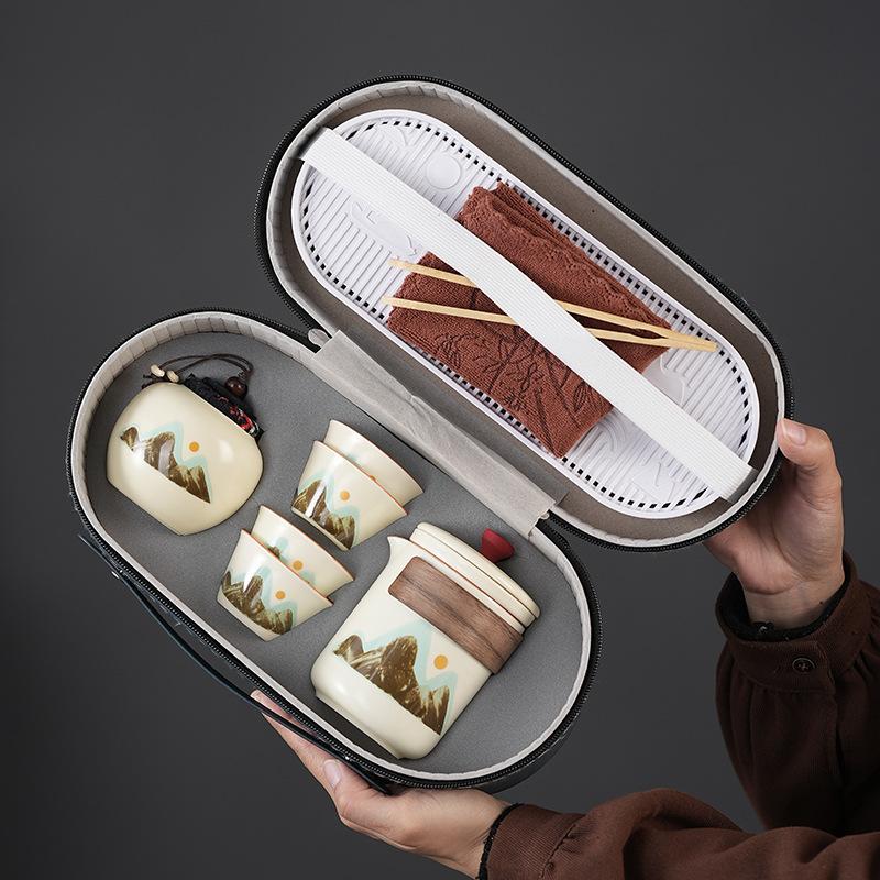 Ru kiln business gift tea set gift box Kung Fu tea set wholesale teapot to give customers a gift