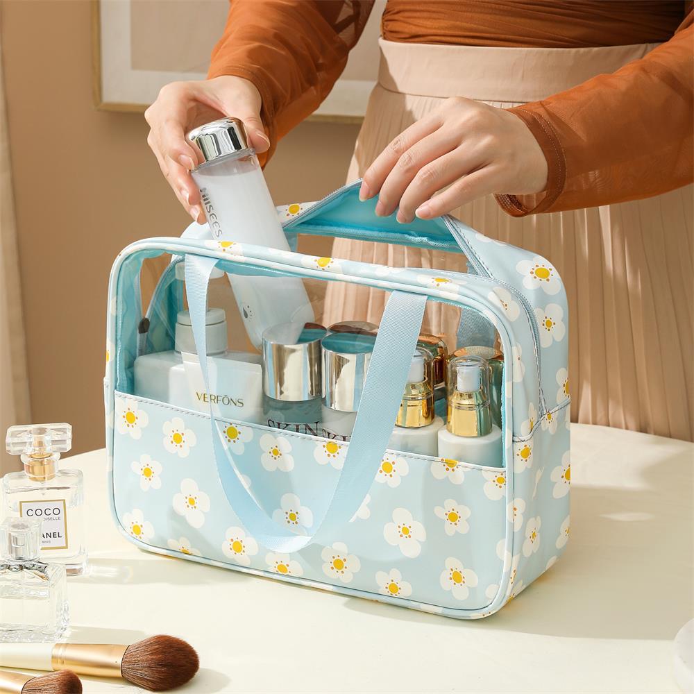 Women's Makeup Bag  3pcs Set Macaron Printed Wash Bag Travel Essential Portable Storage Bags Waterproof Cosmetic Bag Bath Bags