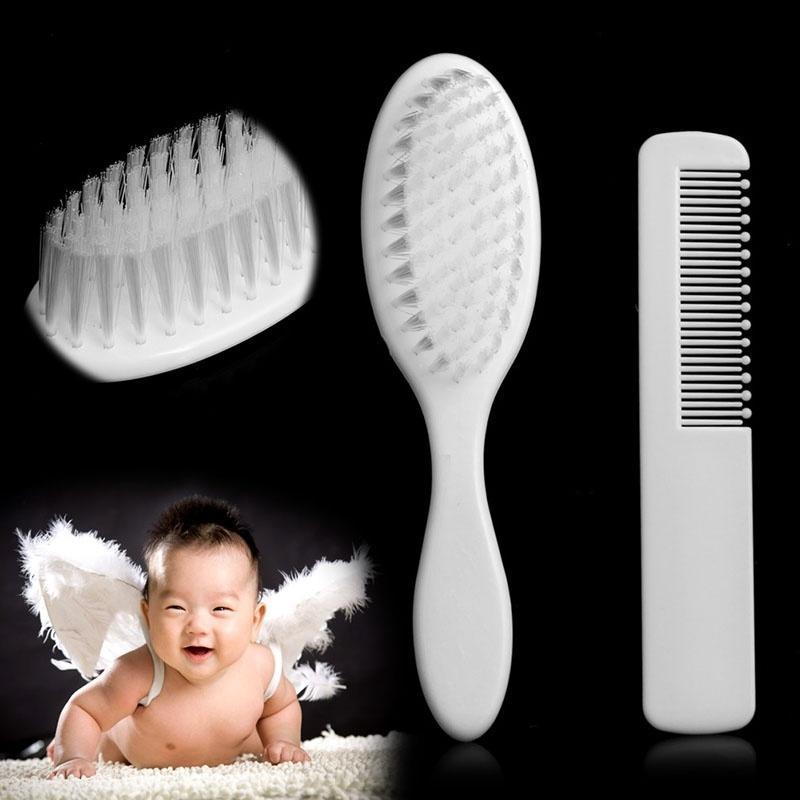 Baby Hair Brush & Comb Set In White Soft Gentle for Babies Toddlers Essentials