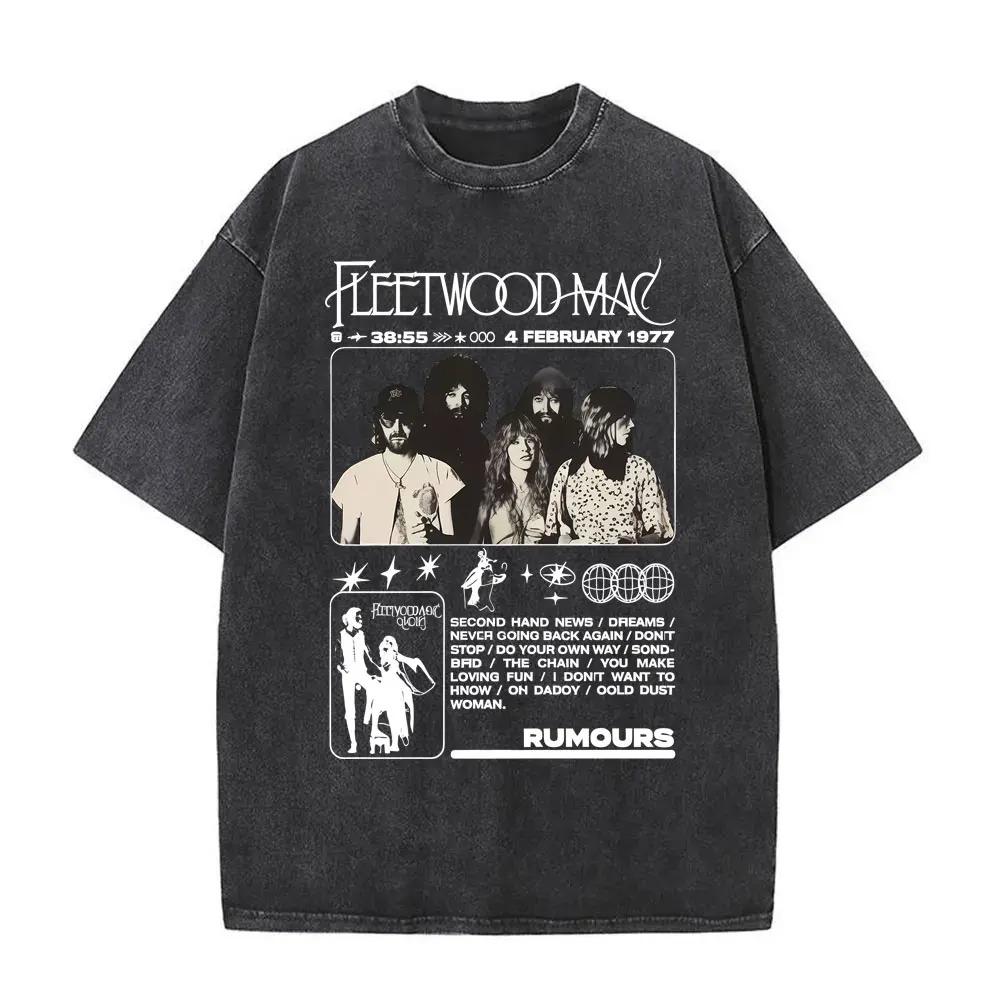 

2026 Праний Вінтажний Футболка з Графікою Рок-Гурту Fleetwood Mac Rumours Футболка Стіві Нікс Чоловічі Жіночі Повсякденні Бавовняні Оверсайз Футболки XXXL темно-синього кольору