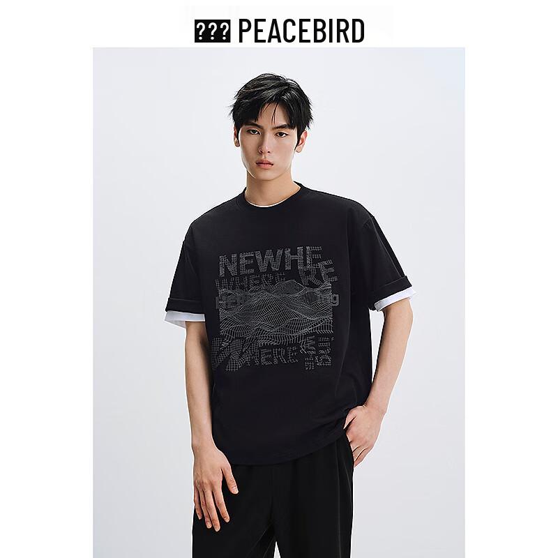 Peacebird Men s Heavyweight Printed Retro T-shirt S