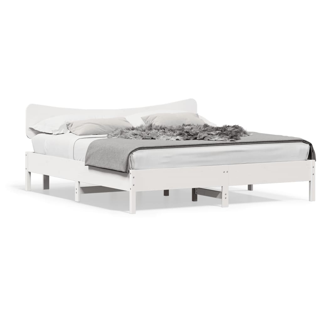 Solid Wood Bed without Mattress White 160x200 cm Pine Wood