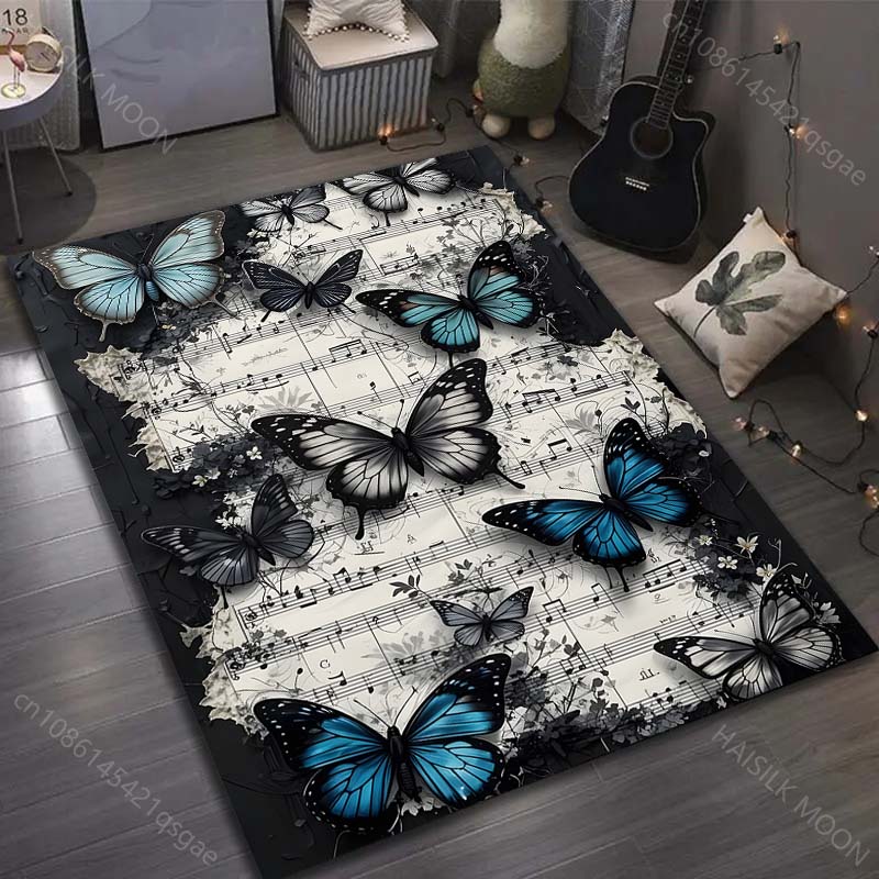 

Multiple sizes Butterflies sheet music flowers Carpet for Living Room Bedroom Sofa Home Decor Rus Non-slip Floor Mat 40cm x 60cm