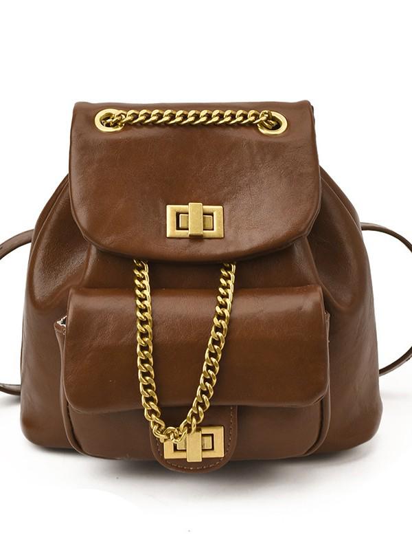 Women's Diamond Lattice Chain Backpack - Korean Style, High-Quality Fashion Motorcycle Bag