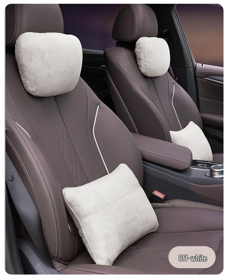 Suede Lumbar Pillow for Maybach: Headrest Cushion and Neck Support.