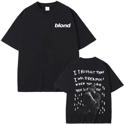Streetwear Rapper Frank T-Shirt mit doppelseitigem Druck Rap Unisex Blond Hip Hop T-Shirt Ocean Übergroßes WoUnisex Casual Tees aus reiner Baumwolle