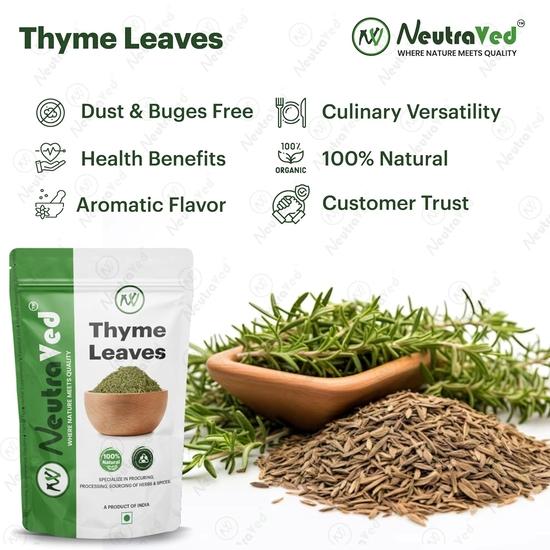 NeutraVed Thyme Leaves | Use For Thyme Herb Seasoning & Herbal Tea | Dried Ground Like Fresh - 70g