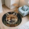 Fox On Tree Branch,Round Area Rug,Carpet Rug for Living Room Bedroom Sofa Playroom Decor,Non-slip Floor Mat
