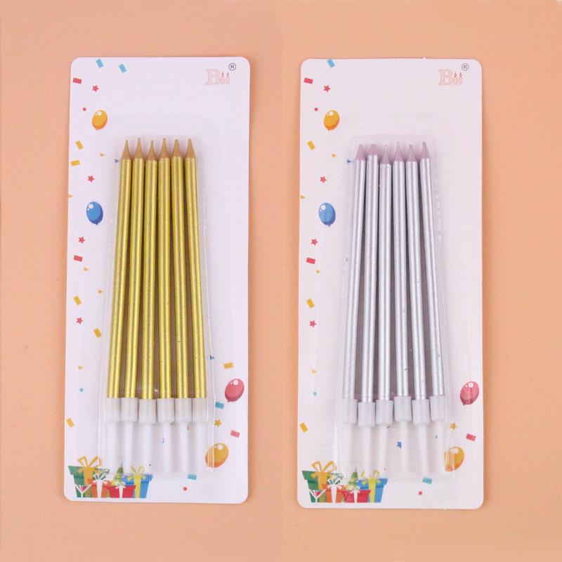 Birthday Cake Candle Party Candle Long Stem Golden Thread Pencil Candle Slim Candle Baking Packaging