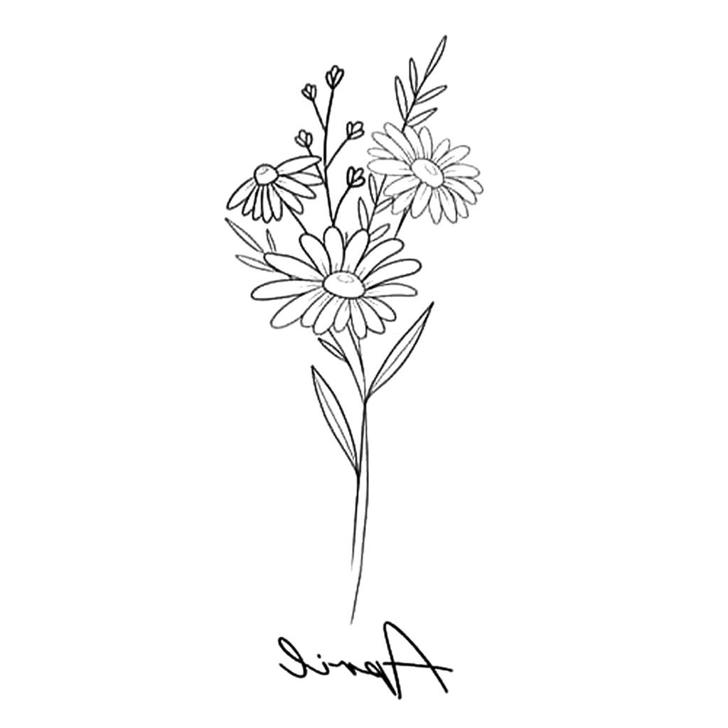 High-End Small Fresh Color Beautiful English Flower Hand Collarbone Simulation Flower Tattoo Sticker