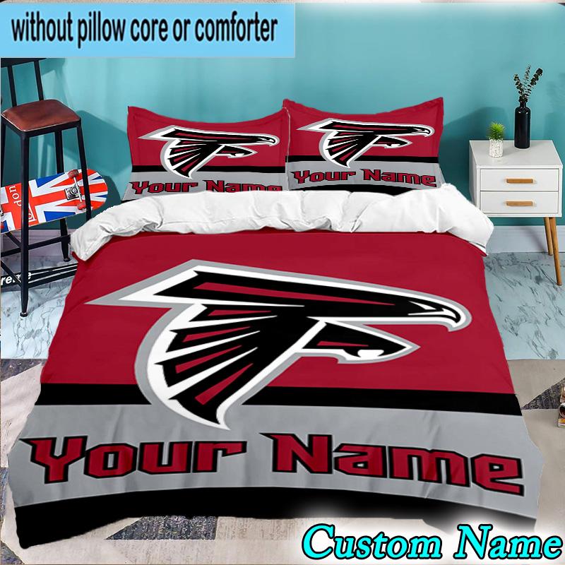 Custom Name 3PCS Atlanta Logo Bedding Set,Including  Duvet Cover And 2pcs Pillowcases Perfect for Bedroom,Dormitory,Fan Christmas gift