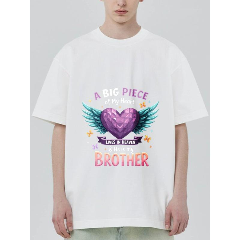 Большая часть моего сердца живет на небесах, и он мой брат с ангельскими крыльями и дизайном «Пурпурное сердце» для мемориальных и памятных мероприятий. S