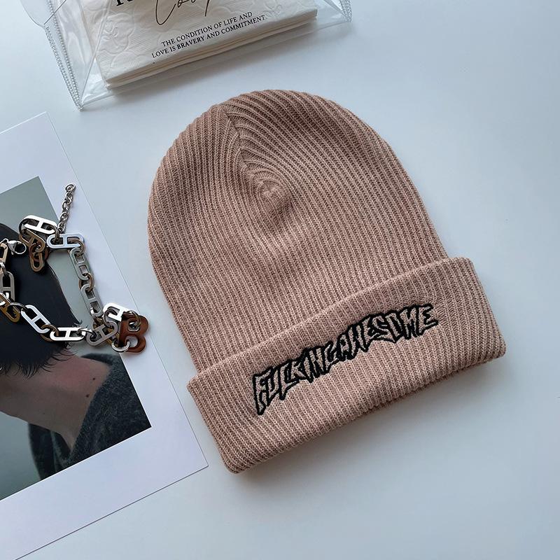 Korean Ins Super Hot Knitted Hat Men Autumn and Winter Retro Embroidery Cold Hat Spring and Autumn Hip Hop Trendy Brand Woolen Hat Women