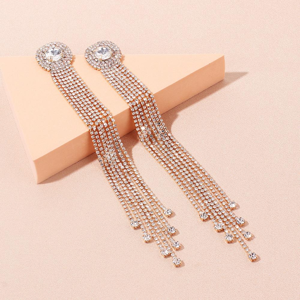 Gentle Temperament Long Earrings Exquisite Simple Niche Earrings Versatile Micro Diamond Fringed High-End Earrings