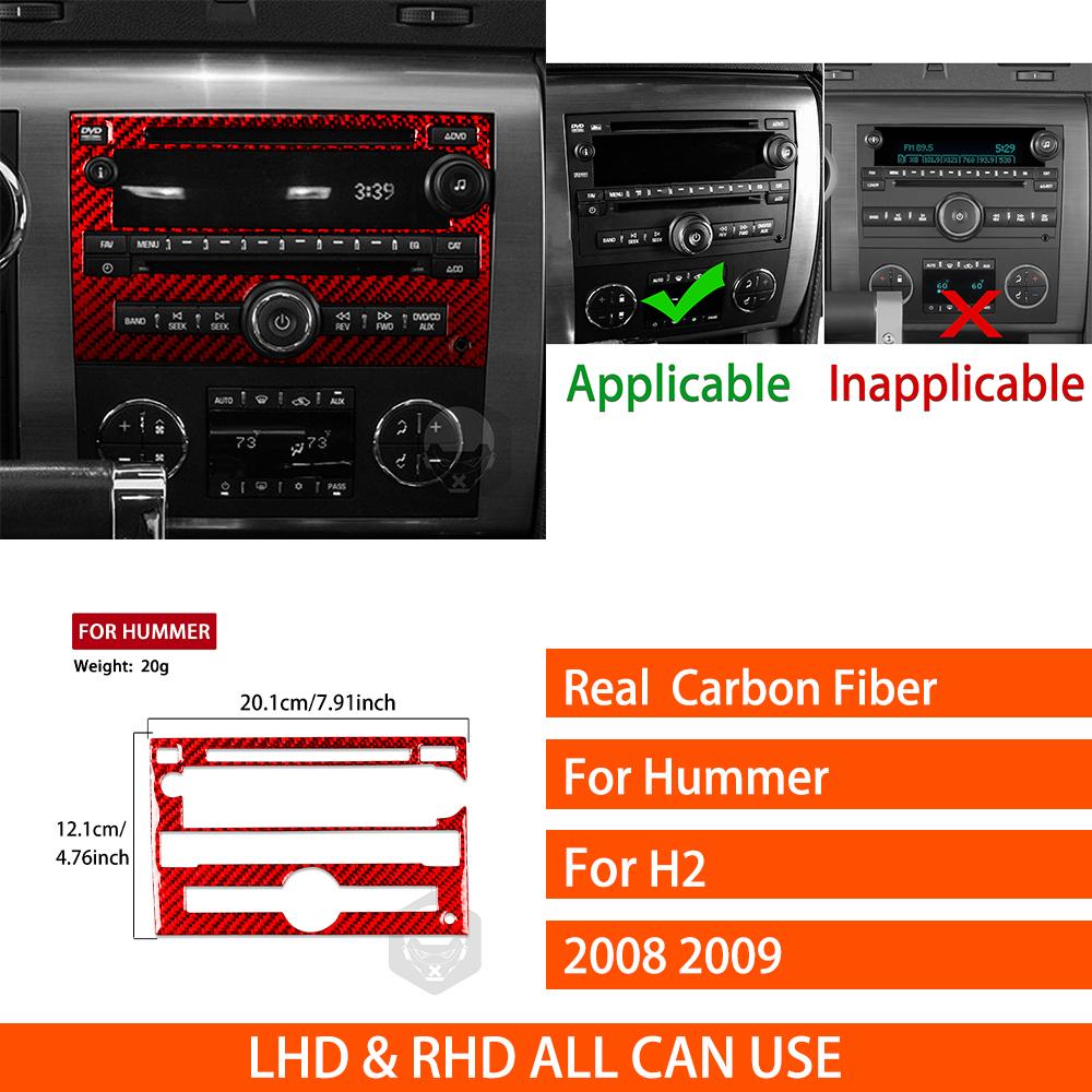 For Hummer H2 2008 2009 Real Carbon Fiber Stickers Radio Adjustment Control Panel Trim Cover Car Accessories Interior Decorative
