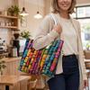 Colorful Weave Tote Bag Large Capacity Daily Casual Handbag for Women Outdoor Travel Commute Carryall Bag