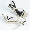 Fashion Square Toe Transparent 9CM Crystal Heel Strappy High Heel Large Size Sandals