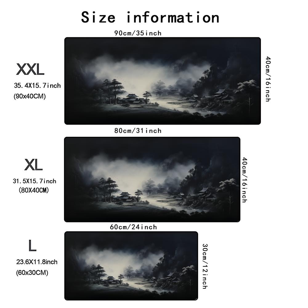 Black Landscape Mouse Pad Xxl Computer Accessories Office Game Table Mats Rubber AntiSlip Gaming Keyboard Mousepads Desk Pads