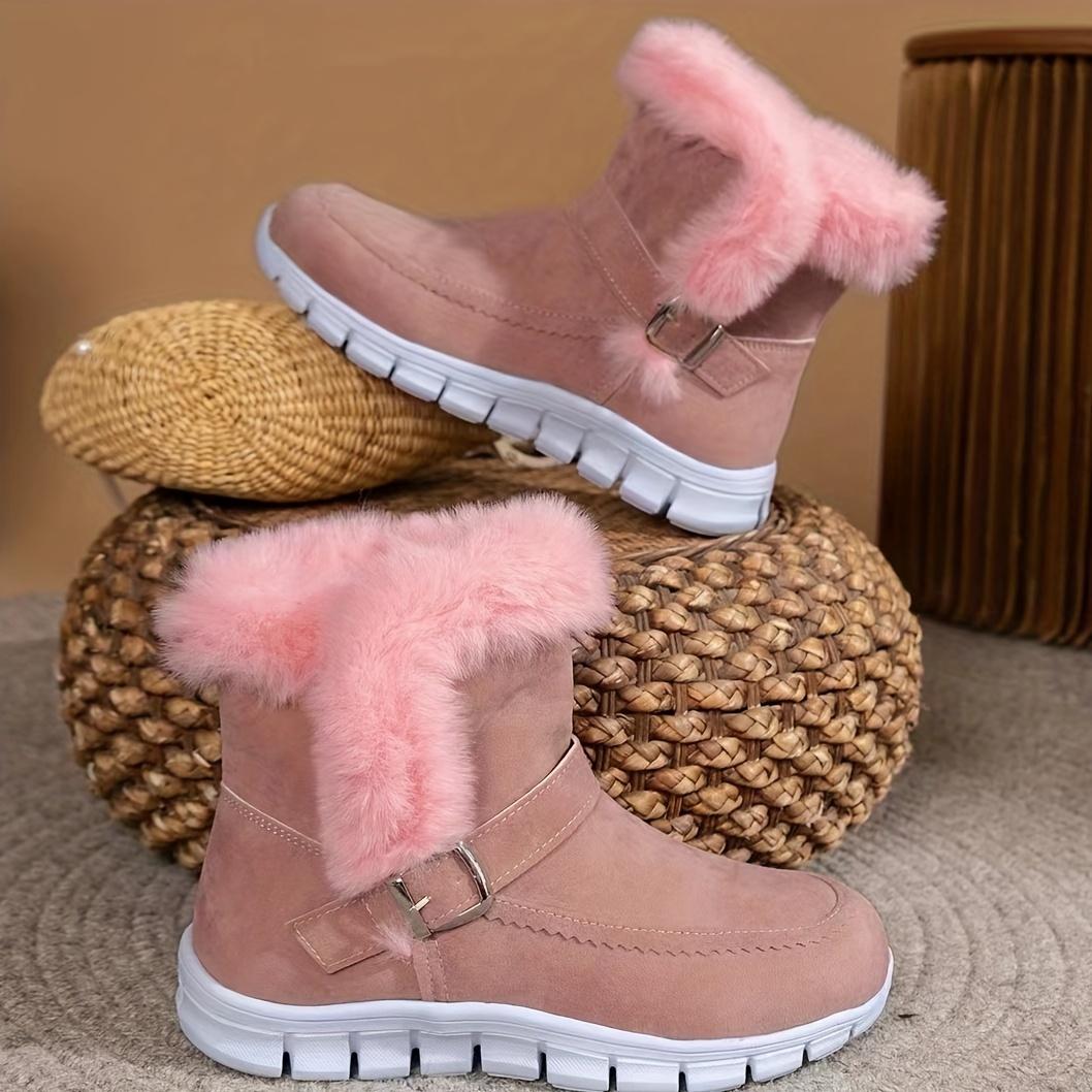 

Зимние комфортные женские сапоги до середины голени с мягкой вельветовой подкладкой и круглым носком, нескользящие сапоги 43 розовый