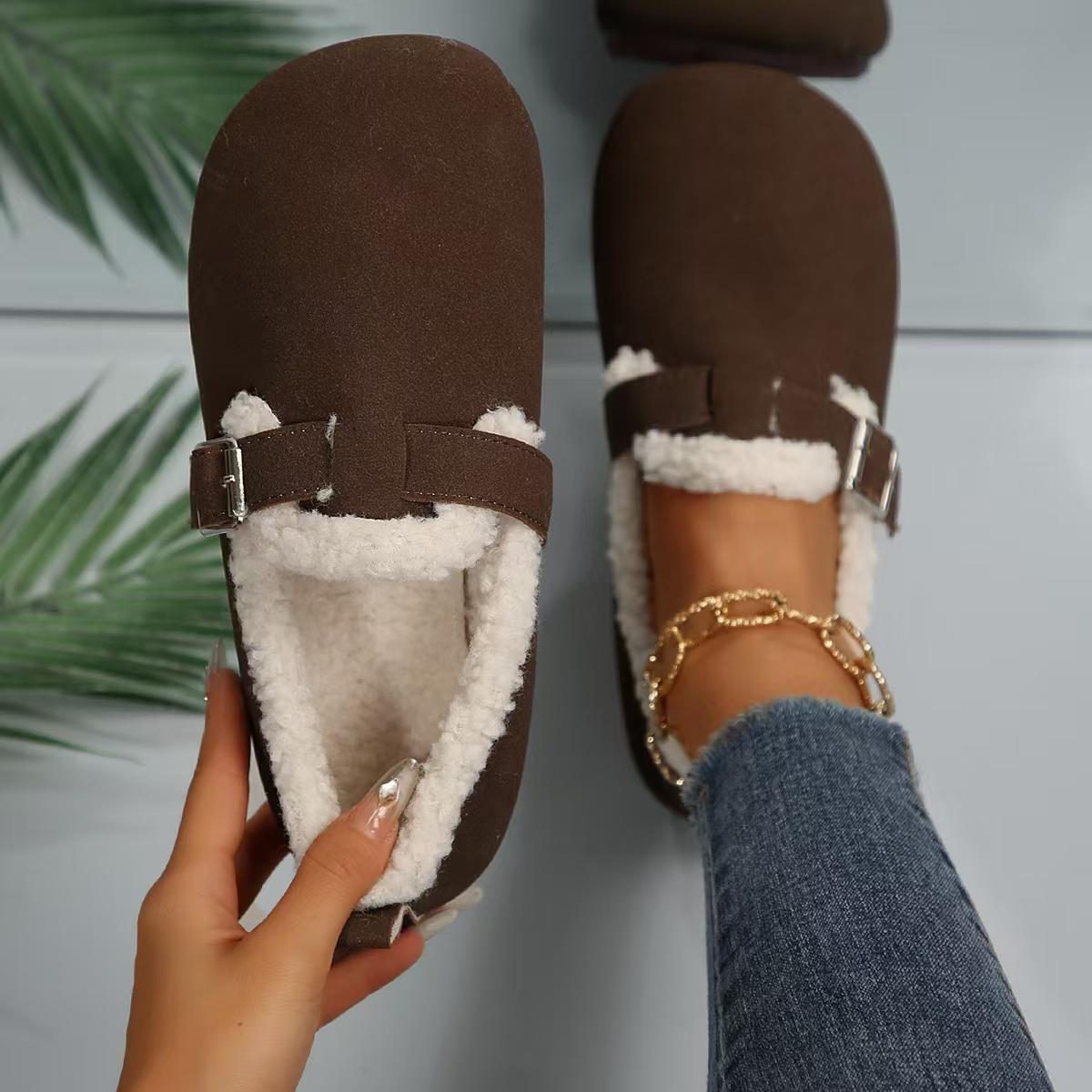 Женские сапоги осень-зима повседневные теплые женские туфли плоские мягкие мокасины модные удобные теплые плюшевые хлопковые сапоги без застежек женские сапоги 36 коричневый 4479₽