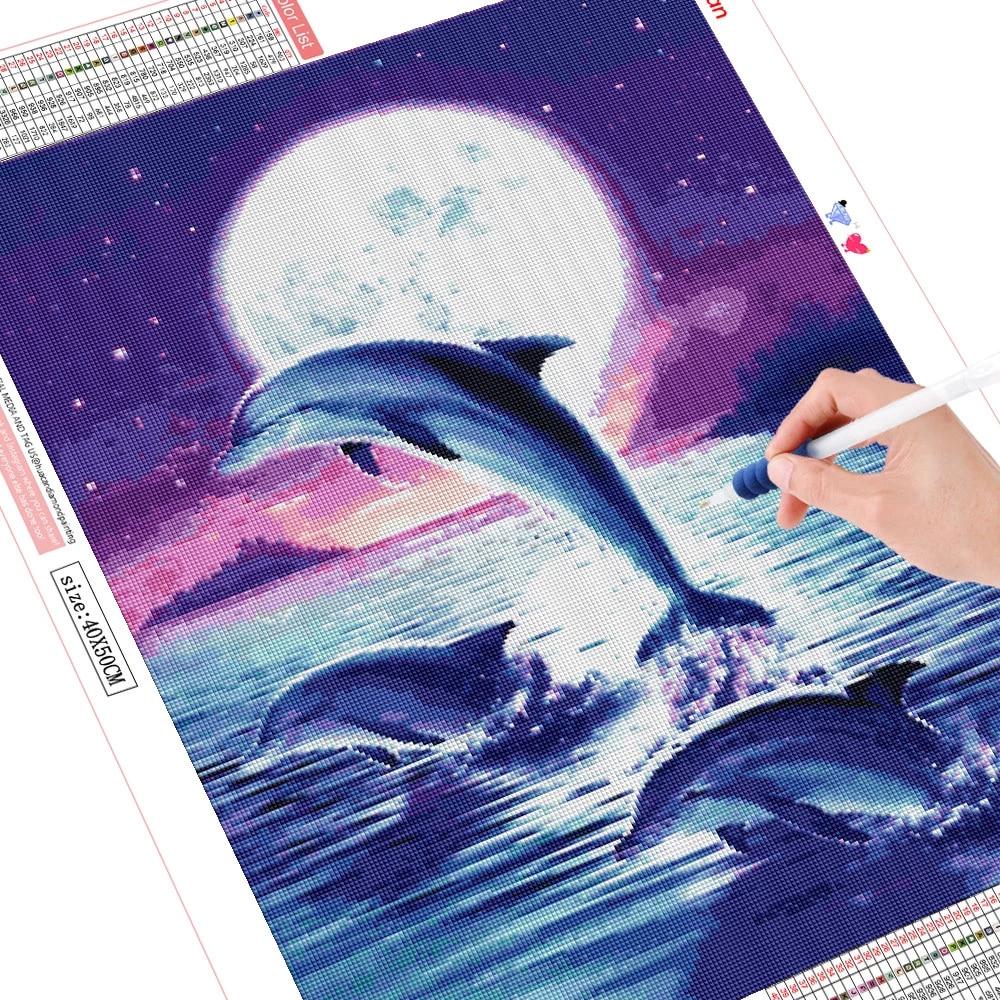 Diamond Painting Animal Diamond Embroidery Cross Stitch Dolphin Pictures Of Rhinestones Mosaic Decor For Home