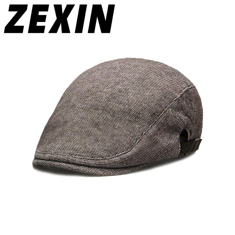 ZEXIN Spring, Autumn and Winter Solid Colour Warm Cotton and Linen Breathable Beret Men and Women Casual Simple Retro Matching Duck Tongue Cap