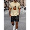 Men's Summer Vacation Short-Sleeve Shirt and Shorts Set Hawaiian-Style Fashion Set Men's Casual T-Shirts Outdoor Beach Shorts
