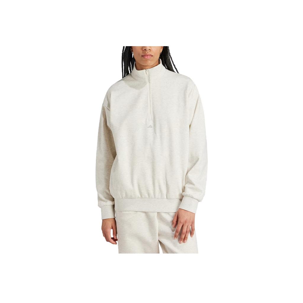 Adidas 2024 Collection Chapter 02 Alphabet Logo Half-Zip Stand Collar Sweatshirt Unisex Tops Milk-White IW1625