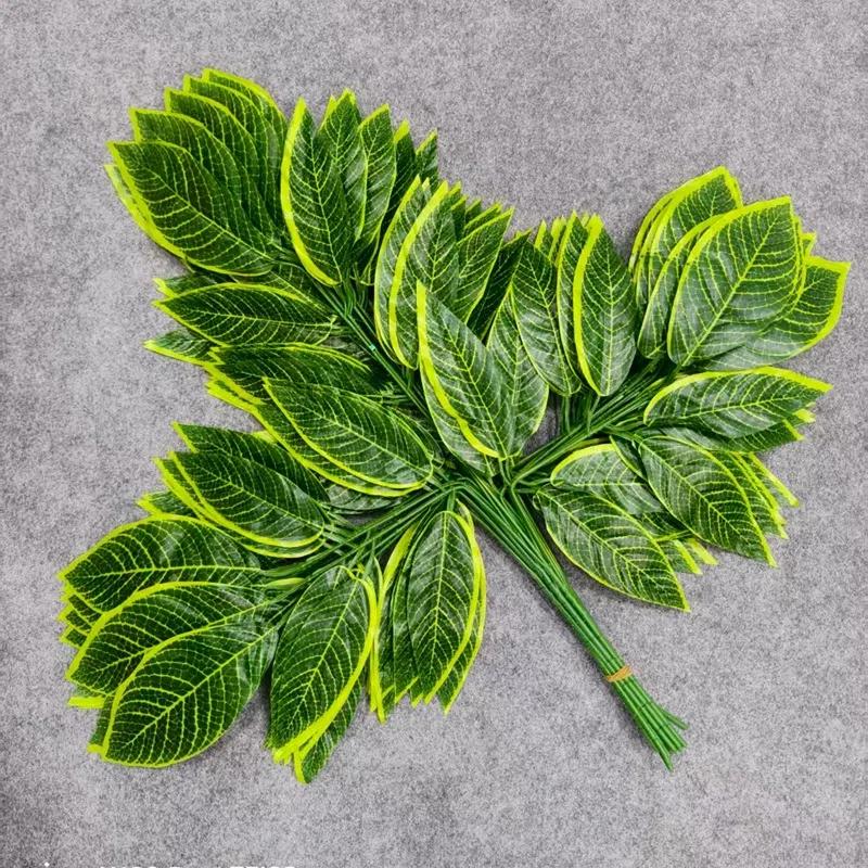 Artificial Banyan Maple Mango Leaves Fake Foliage Greenery Stems for Decoration Outdoor Landscape Tree Making