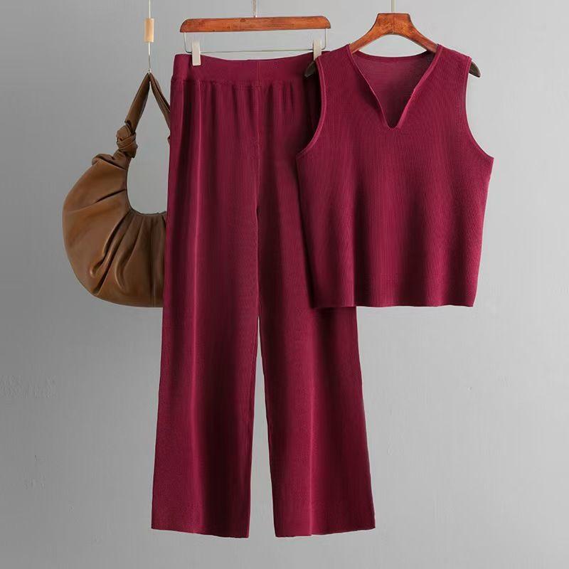 Fashion Wind New Fashion Casual Knitting Vest Pants Suit Knitted Vest and Pants Set