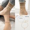 2025 New Women's Summer Pearl Anklet Set with Pendant Metal Chain Beach  for Party Gifts