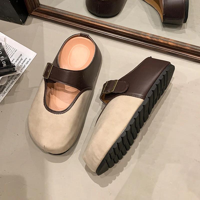 Fashion Flat Platform Women Mules Shoes Casual Slippers Summer Women Sandals 2025 Designer Brand Slingback Flip Flops Mujer Slides Shoes