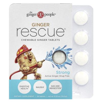The Ginger People, Ginger Rescue, Chewable Ginger Tablets, Strong, 24 Tablets, 0.55 Oz (15.6 G)
