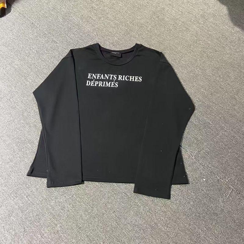 

Independent Retro ERD Destruction New Arrival Slogan Washed Loose Print Letters Long Sleeves Casual Melancholy Second Generation T-shirt Black M