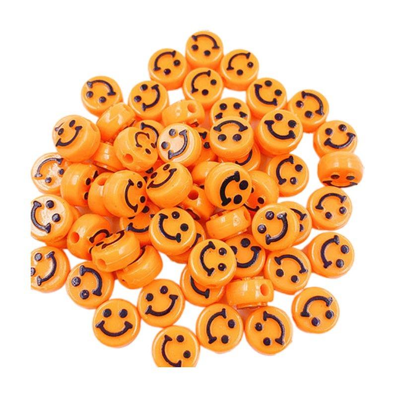 10Mm Round Acrylic Colored Smiley Face Beads Smiley Face Beads Diy Bracelet Beaded Flat Round Beads