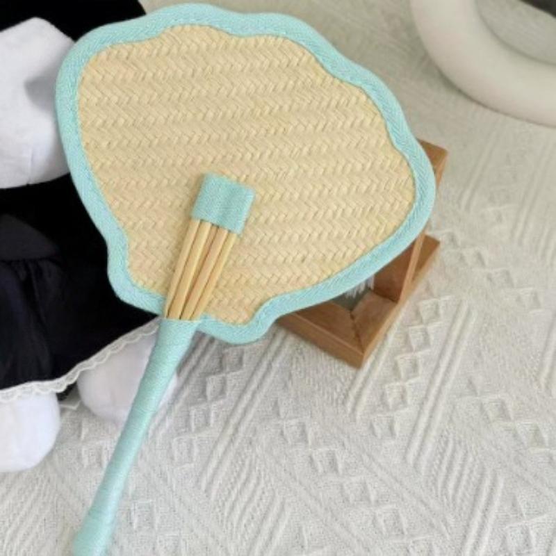 

New mini love Pu Fan finished summer Princess straw Fan petal round peach heart Fan синий