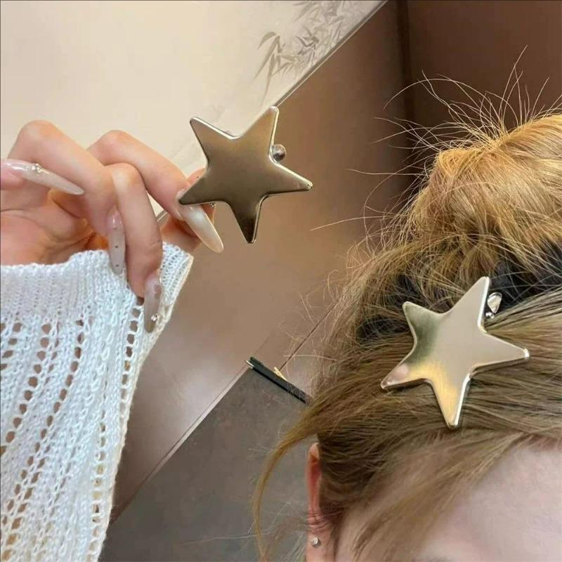 6pcs Five-pointed Star Hairclips Sweet Cool Hair Barrette Japanese Korean Girl Versatile Personality Bangs Side Duckbill Hairpin