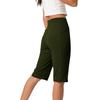 Women's Fashion Solid Color Pocket Fitness Yoga Bermuda Shorts Casual Five Point Pants with High Waist Stretch Fabric