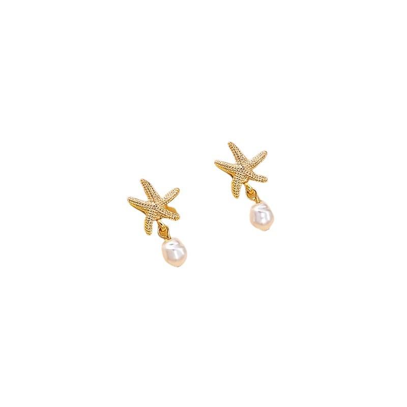 2024 Starfish Pearl Earrings: European & American Niche Jewelry