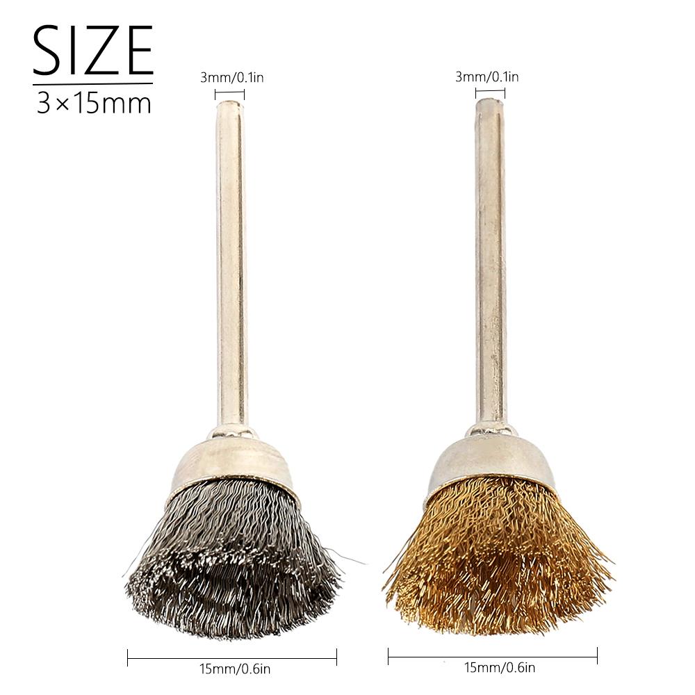 36/60 Stück Messingbürste Stahl Drahträder Bürsten Bohrer Rotationswerkzeuge Polieren Dremel Rotationswerkzeuge Metall Rostentferner Bürsten Set