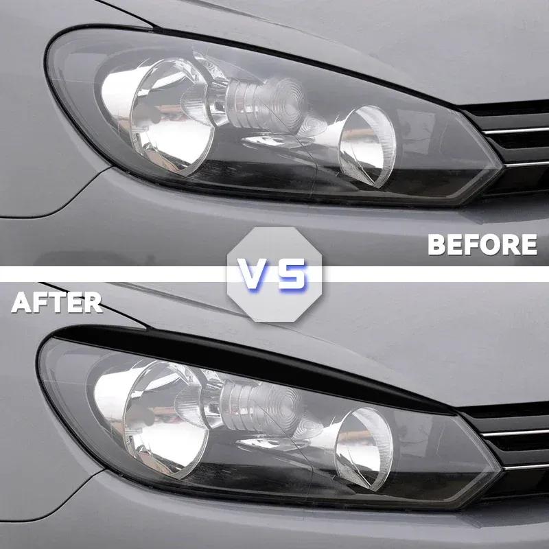 2PCS for VW Golf 6 MK6 GTI GTR 2008-2013 Car Accessories Black Headlight Eyebrow Eyelid Cover Decorative Trim