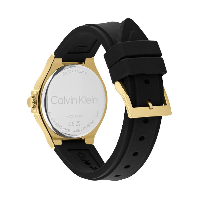 Calvin Klein Quartz Watch Silicone Strap Black Dial Women Watches 25100107CK