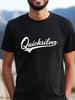 Unisex's QuickSilver Graphic T-Shirt - White With Black Lettering