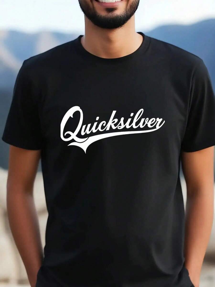 

Unisex s QuickSilver Graphic T-Shirt - White With Black Lettering M
