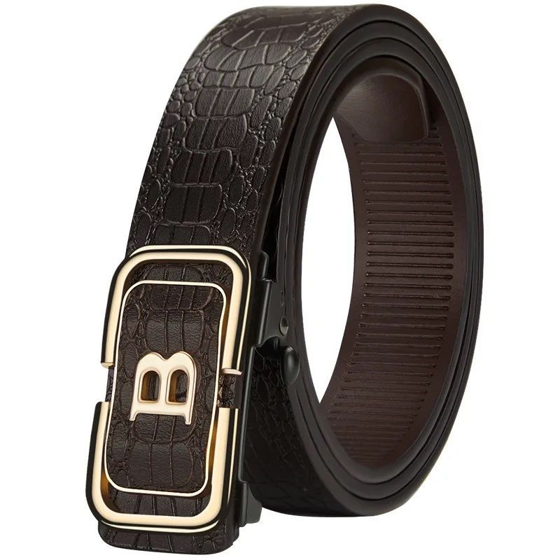 Fashionable Men's Crocodile Pattern Automatic Buckle Belt With Men's Jeans Casual Belt Trendy Men's Business Design Belt