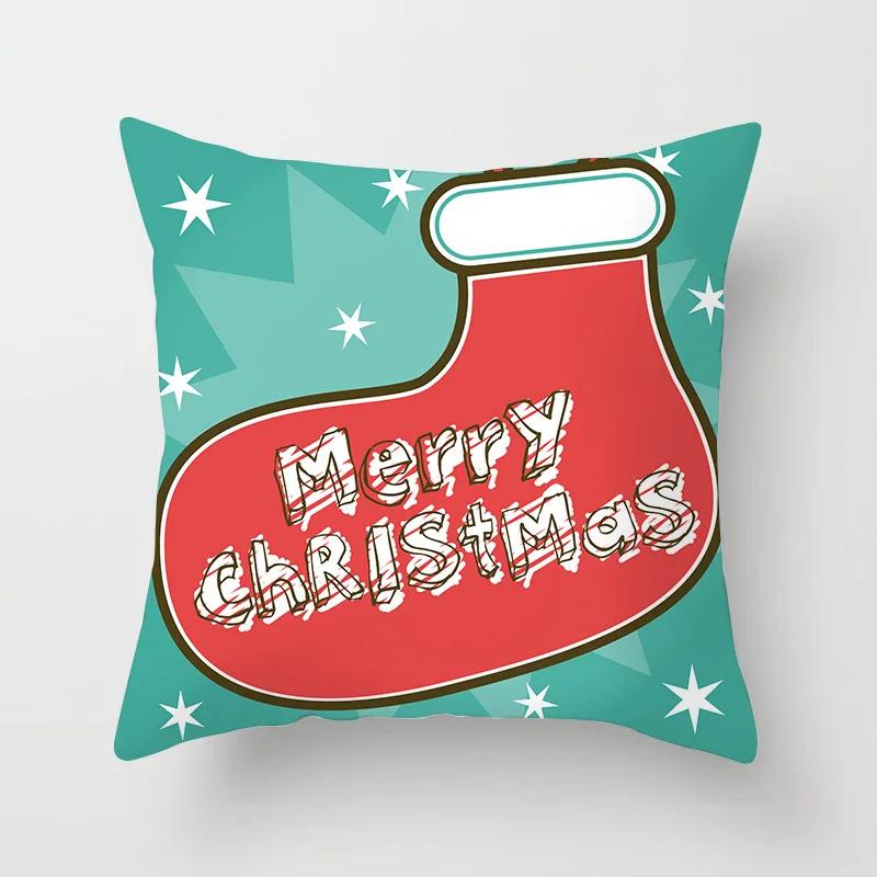 Christmas Decoration Cartoon Santa Claus Polyester Throw Pillow Case Merry Christmas Decorative Pillowcase 45X45Cm