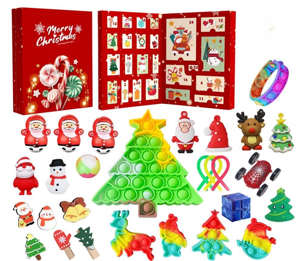 2026 New Christmas Advent Calendar 24 Days Countdown Blind Box Fun Hole Punch Toy Stress Relief Fidget Toy Holiday Surprise Gift for Kids