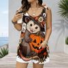 Women Plus Size Crew Neck Tank Romper Sunflower Floral Print Jumpsuit Shorts