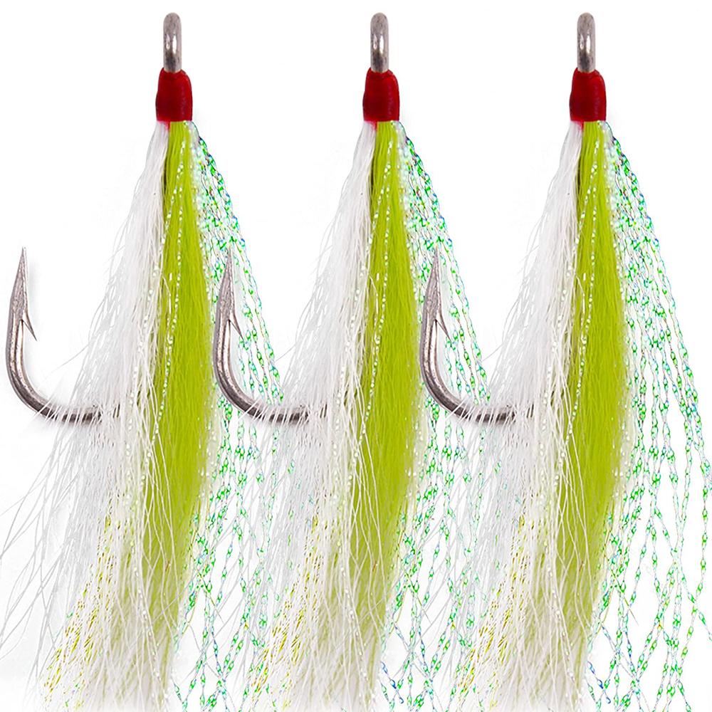 8Pcs/4Pcs Bucktail Teasers Fishing Hook Saltwater Fishing Lures Rig Stainless Steel Fishing Jig Hooks For Catfish Bass